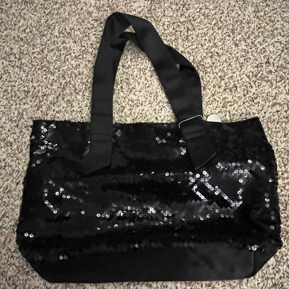 OPI Black Sequin Tote Bag
